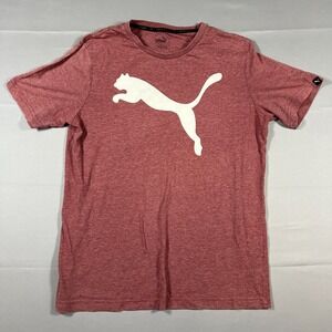 Puma Training T Shirt Mens Medium Maroon Logo Print Lightweight Sweat Wicking